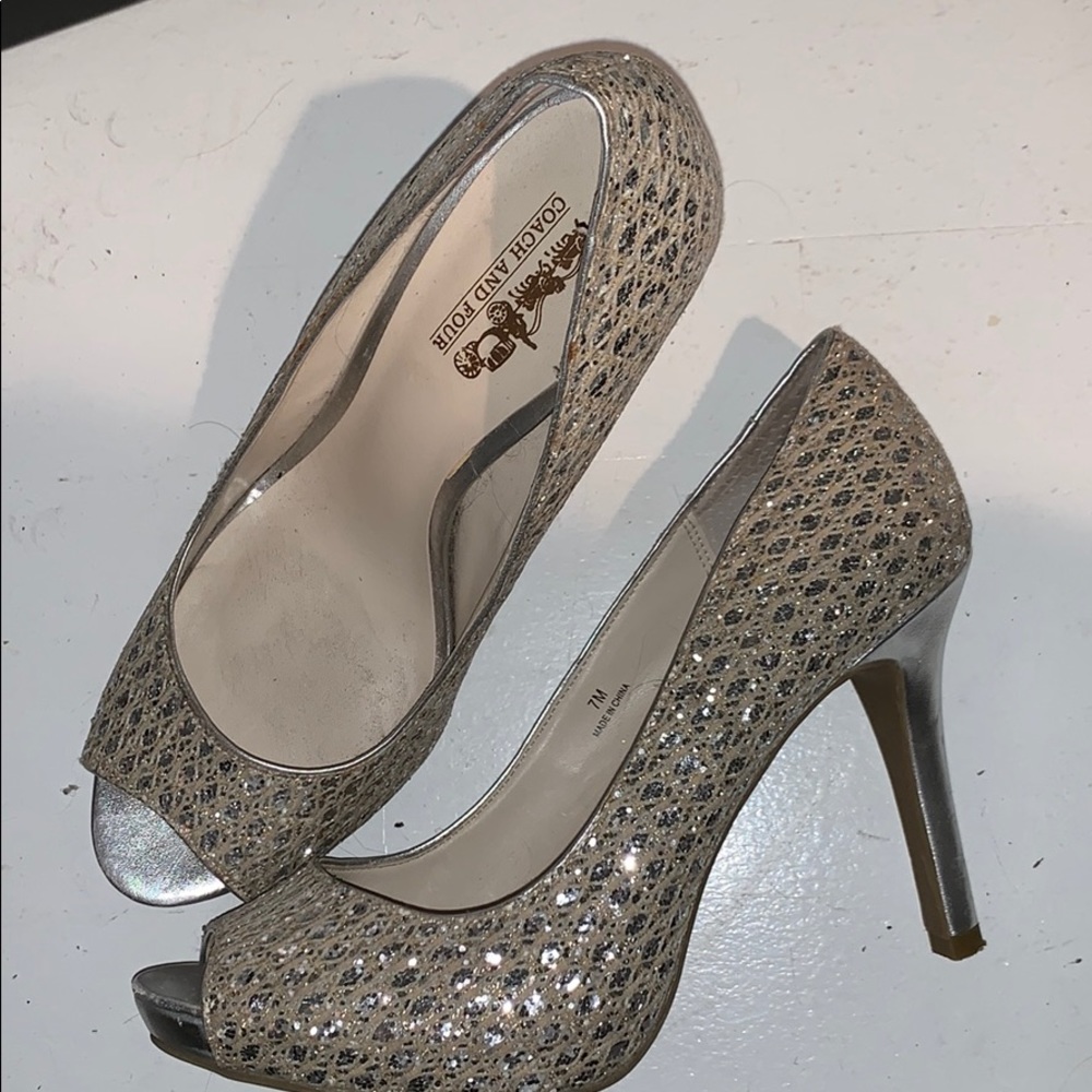 Silver Coach and Four heels